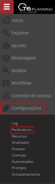 Caminho para os parâmetros