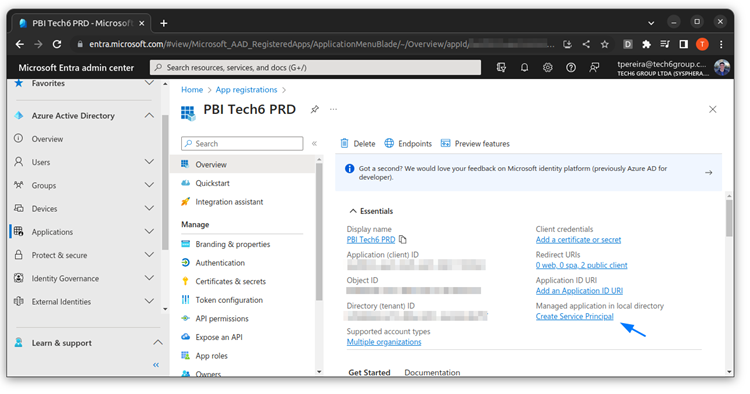 Criar Service Principal Power BI