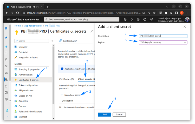 Criar Secret Power BI