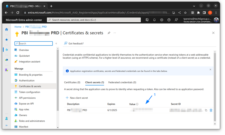 Guardar Secret Power BI