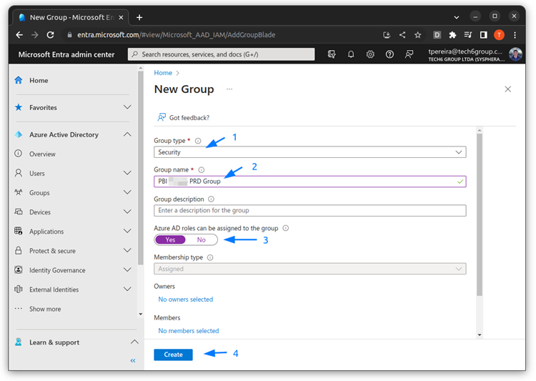 Configuração do Grupo Power BI