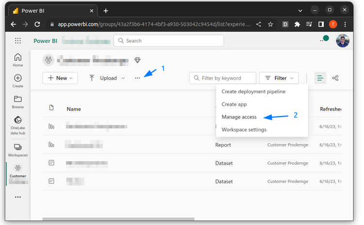 Gerenciar Acesso ao Workspace Power BI
