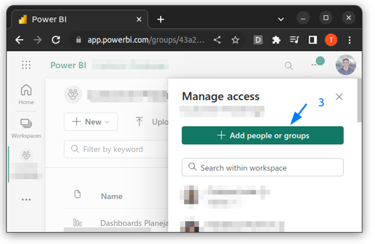 Adicionar Pessoas ou Grupos ao Workspace Power BI