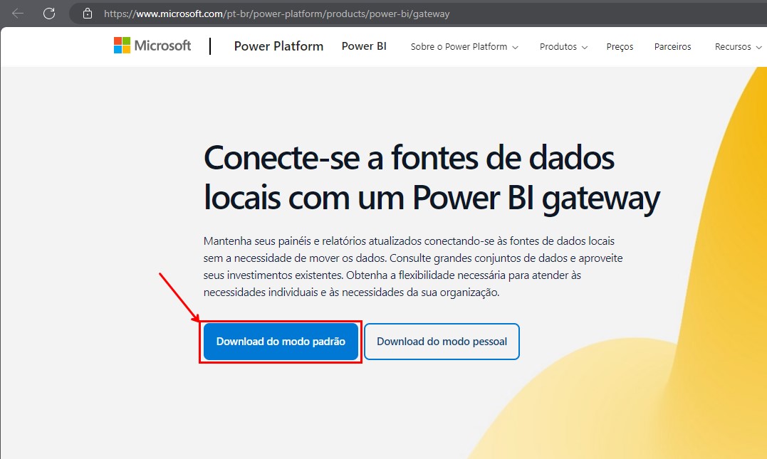 Microsoft Power BI Gateway download page.