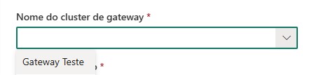 Field for entering the gateway cluster name.