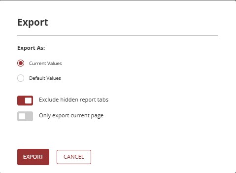 export configurations