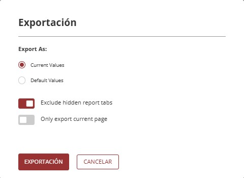 notificación de exportación en curso