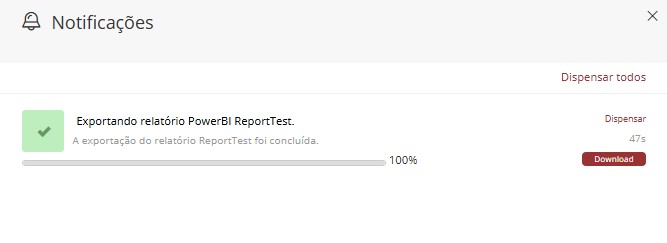 notificação de exportação em andamento
