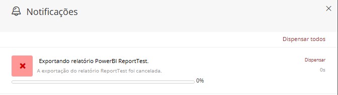 notificação de exportação em andamento