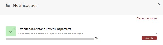 notificação de exportação em andamento