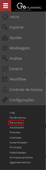 Menu principal do T6