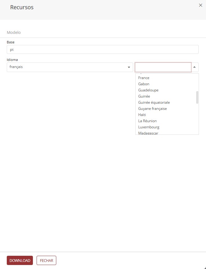 Seleção de idioma e região para template de tradução