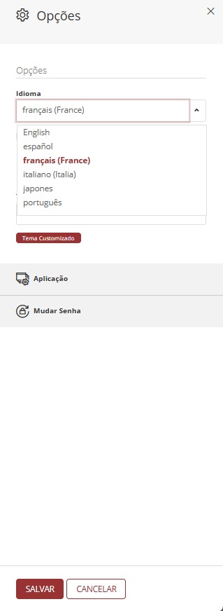 Alteração de cultura do sistema para idioma personalizado
