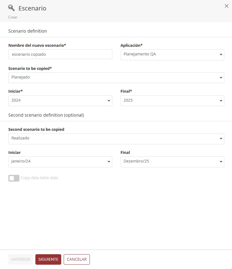 Creación de escenario