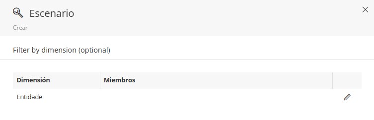 Creación de escenario, filtro por dimensión