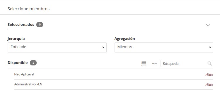 Creación de escenario, selección de miembro
