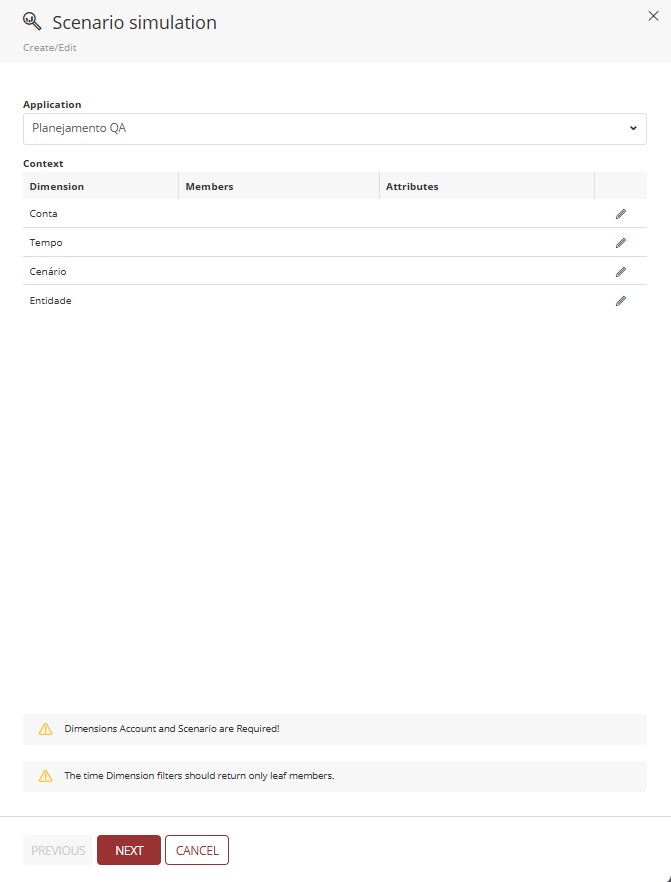initial screen, scenario simulation