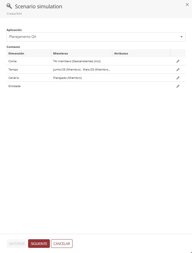 miembros seleccionados, simulación de escenarios