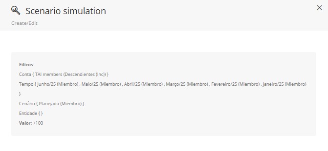 Resumen simulación de escenarios