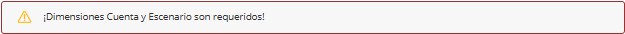 ¡Las dimensiones Cuenta y Escenario son obligatorias!