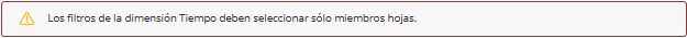 Los filtros de la dimensión tiempo deben devolver solo miembros hoja.