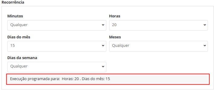 etapa de reccorência de agendamento