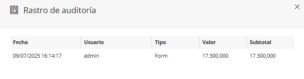 histórico de objetos
