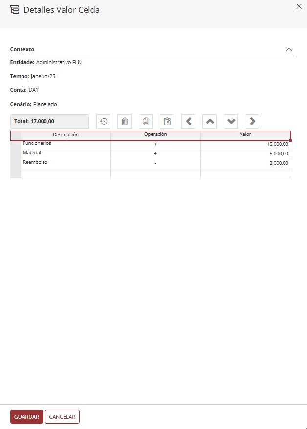 histórico de objetos