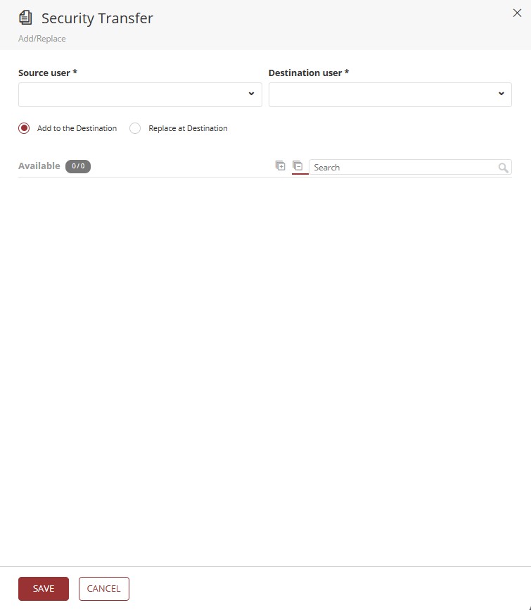 Security Transfer Panel