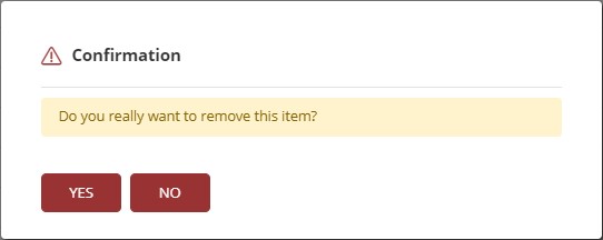 confirmation popup with yes and no options
