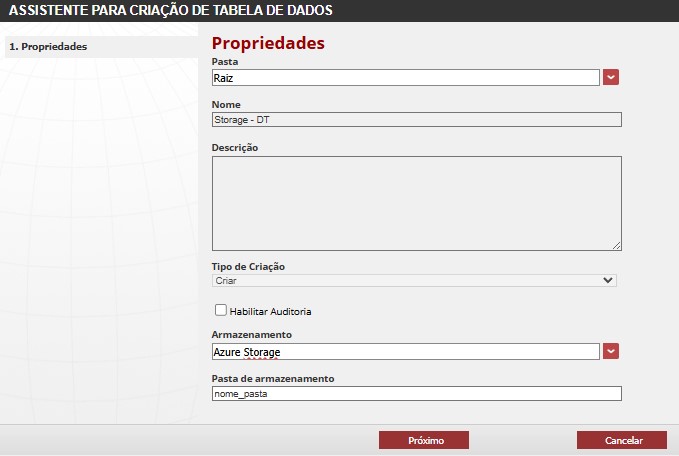 Propriedades da Tabela de Dados