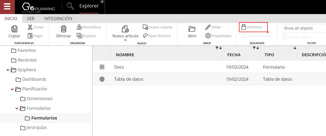 Permisos de Objetos Ejemplo