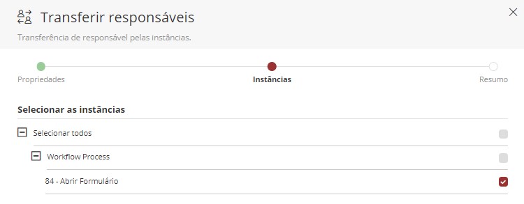Tela de Instâncias