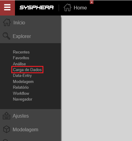 Figura 11 Opção Carga de Dados