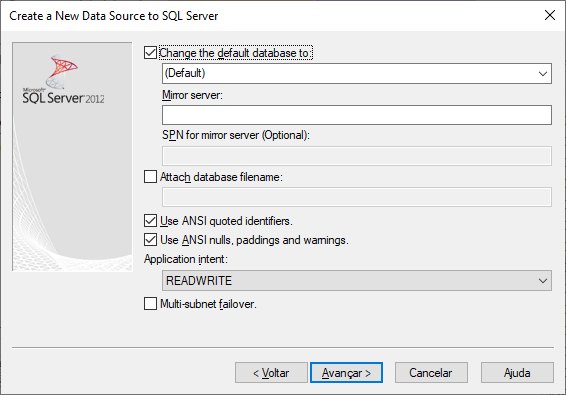Figura 12: Selecionar banco de dados T6 Planning