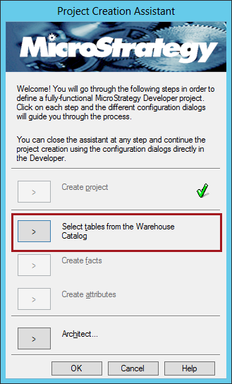Figura 18: Select Tables from the Warehouse Catalog