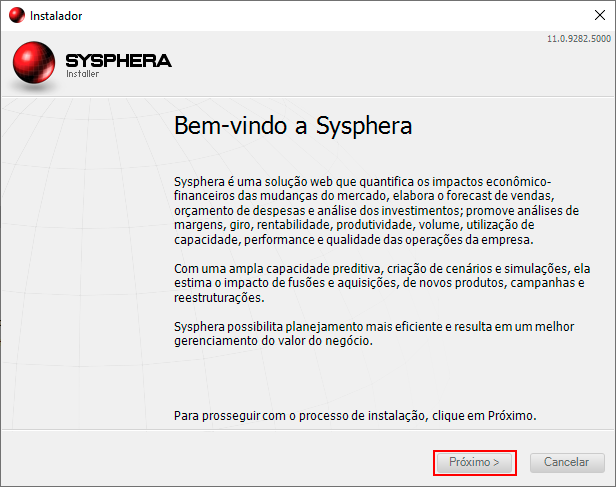 Figura 27: Tela de boas-vindas do instalador T6 Planning