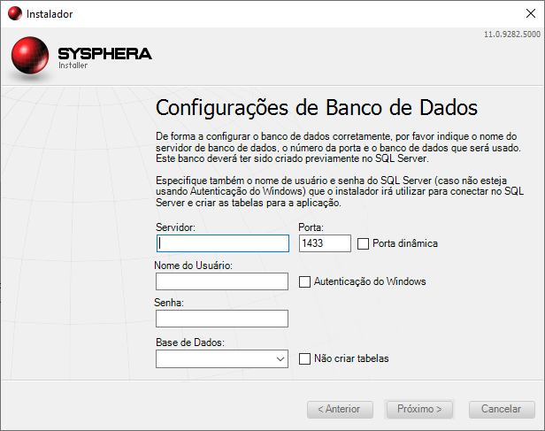 Figura 34: Configurações do banco de dados