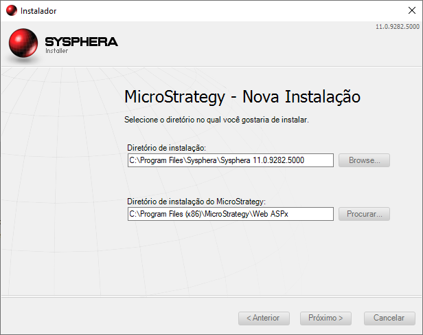 Figura 67: MicroStrategy Nova instalação
