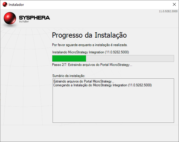 Figura 73: Progresso da instalação
