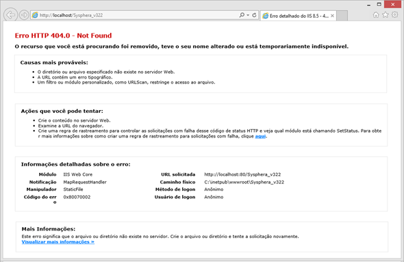 Figura 116: Erro HTTP 404.0