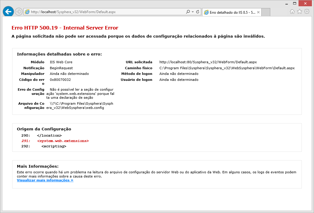 Figura 117: Erro HTTP 500.19