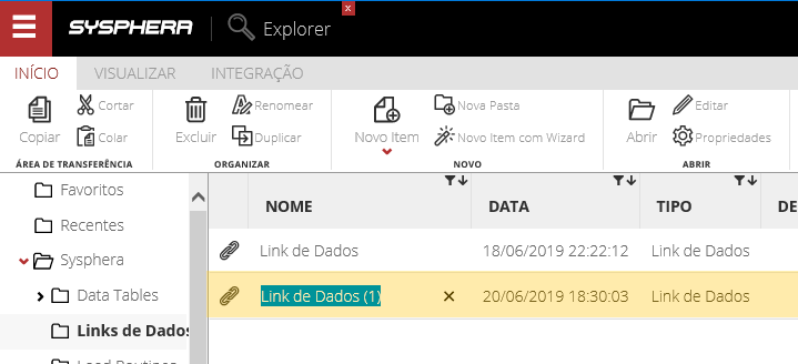 Figura 3 Nomeando um Link de Dados