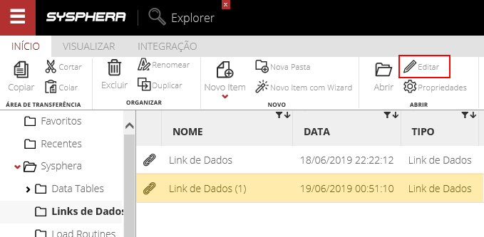Figura 4 Editando um Link de Dados