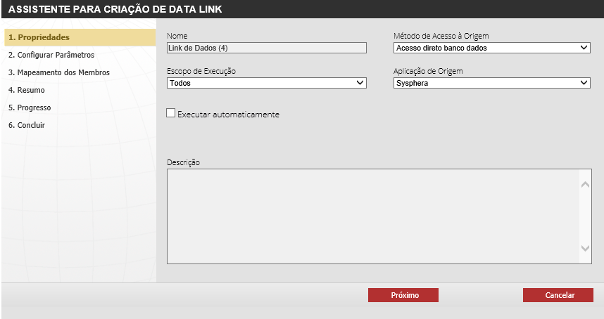 Figura 5 Propriedades do Link de Dados