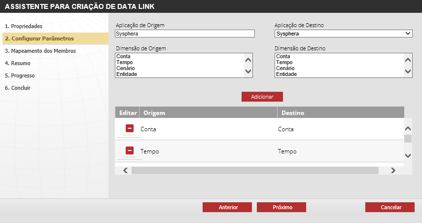Figura 6 Configurar Parâmetros do Link de Dados