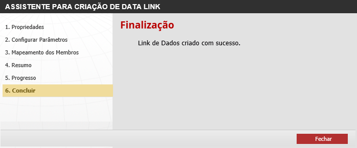 Figura 11 Concluindo a criação ou edição de Link de Dados