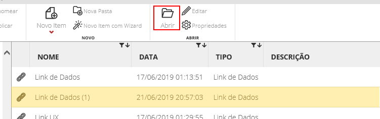 Figura 12 Abrindo o Assistente de Execução de Link de Dados