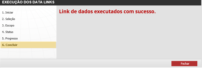 Figura 19 Concluindo Execução de Link de Dados