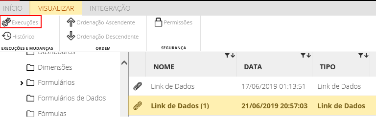 Figura 20 Selecionando o Link de Dados